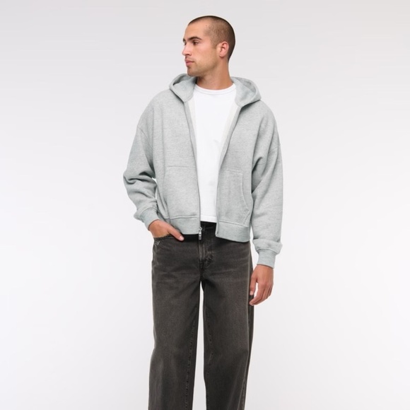 Abercrombie Essential Cropped Full-Zip Hoodie – Size Small - Picture 1 of 6